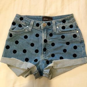 Nasty Gal Polka Dot Denim Shorts